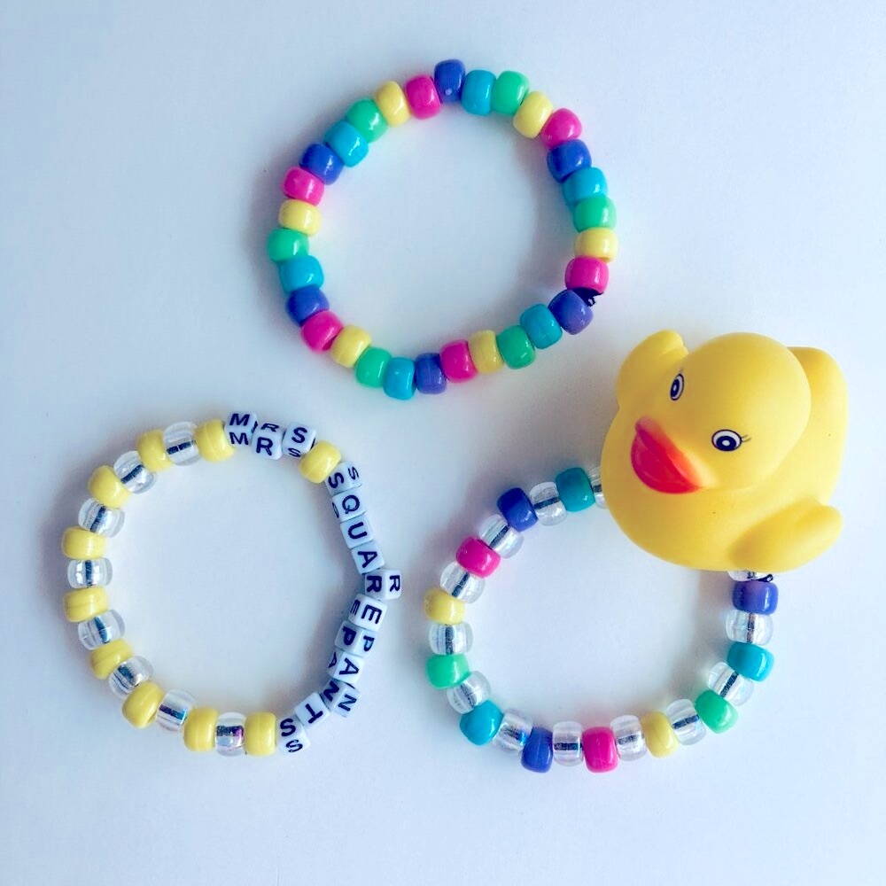 🍒 5/$25 🍒 Mrs Squarepants Rave Kandi Bracelets Bundle
